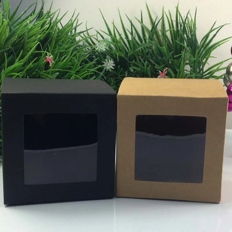 Buy Kraft /Black Window Box 10x10x10cm Jewelry Earring