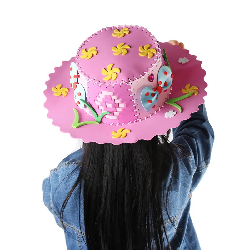 1 шт DIY цветы звезды детские вечерние шляпы узоры EVA пена бумажная шляпа игрушки плетение искусство для детского сада детские игрушки 0-12 месяцев