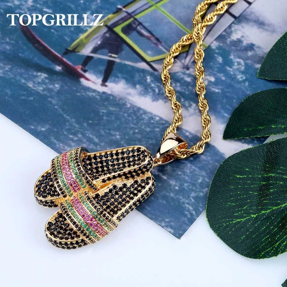 TOPGRILLZ персонализированные тапочки обувь кулон ожерелье Iced Out AAA+ хип хоп для мужчин и женщин очаровательные цепочки ювелирные изделия для подарков