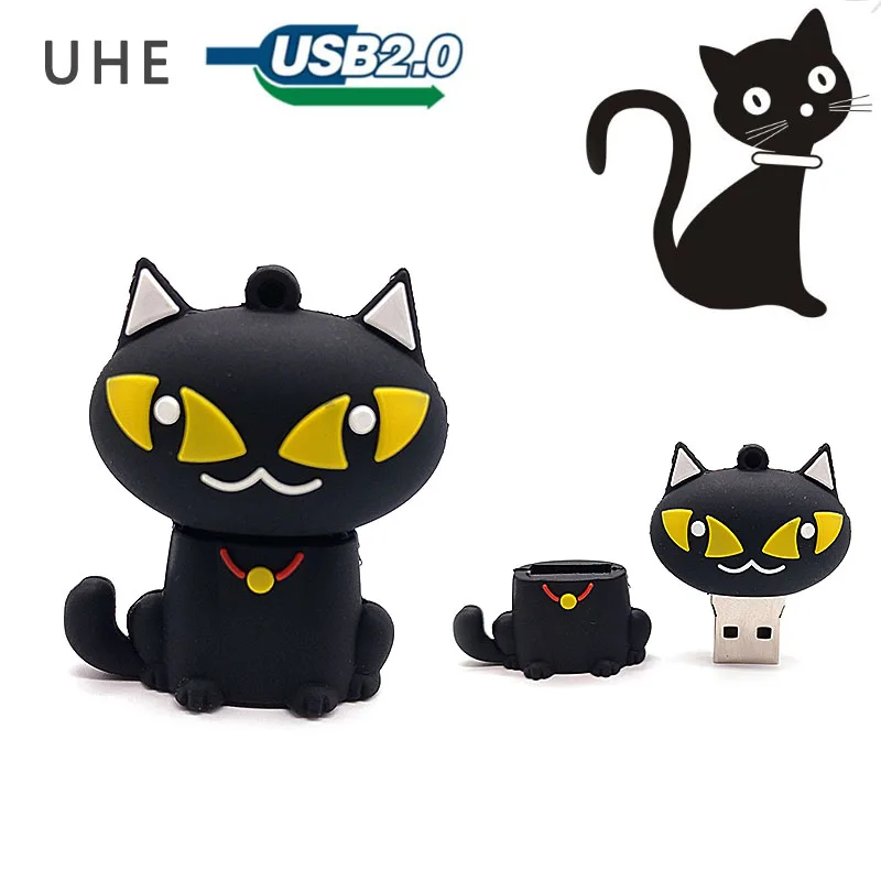 флешка usb2.0 реальная емкость флеш накопитель 4 ГБ 8 16 32 64 Мультфильм Черный кот Флеш