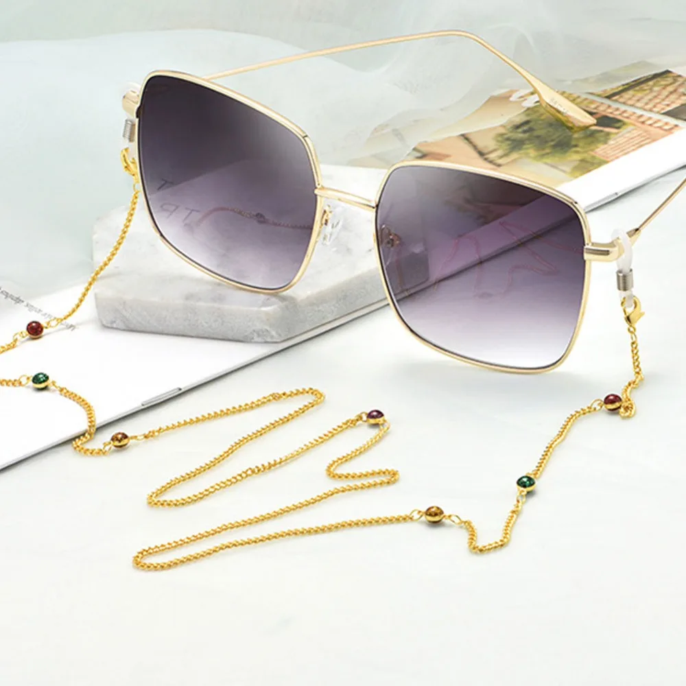 Титан сталь позолоченные чтение цепочка для очков Солнцезащитные очки с бисером ремешок держатель средства ухода за кожей Шеи Ремень