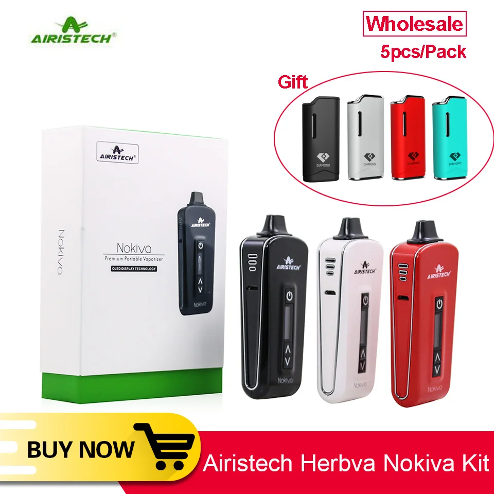 

[Wholesale] 5pcs Original Airistech Herbva Nokiva Dry Herb Vaporizer Pen Kit ceramic coil OLED Touch Screen Vape Pen kit pod kit