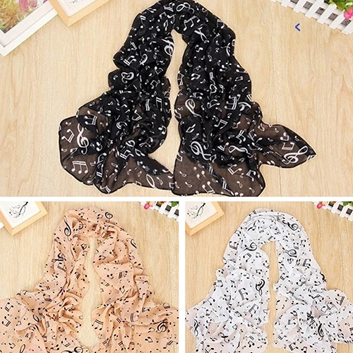 

Women Girl Soft Chiffon Musical Note Print Long Scarf Shawl Wrap Fashion Gift