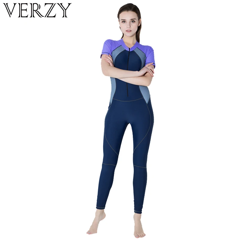 

Ladies Wetsuit Diving Suits Neoprene for Women Short Sleeves One Piece Surfing Clothing Patchwork Rose Red Purple 2018 VERZY New