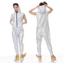 Spring Summer Hip Hop Dance Costume Performance Wear European Loose Harem Jazz Kids Adult Fluorescence Jumpsuit One Piece Pants