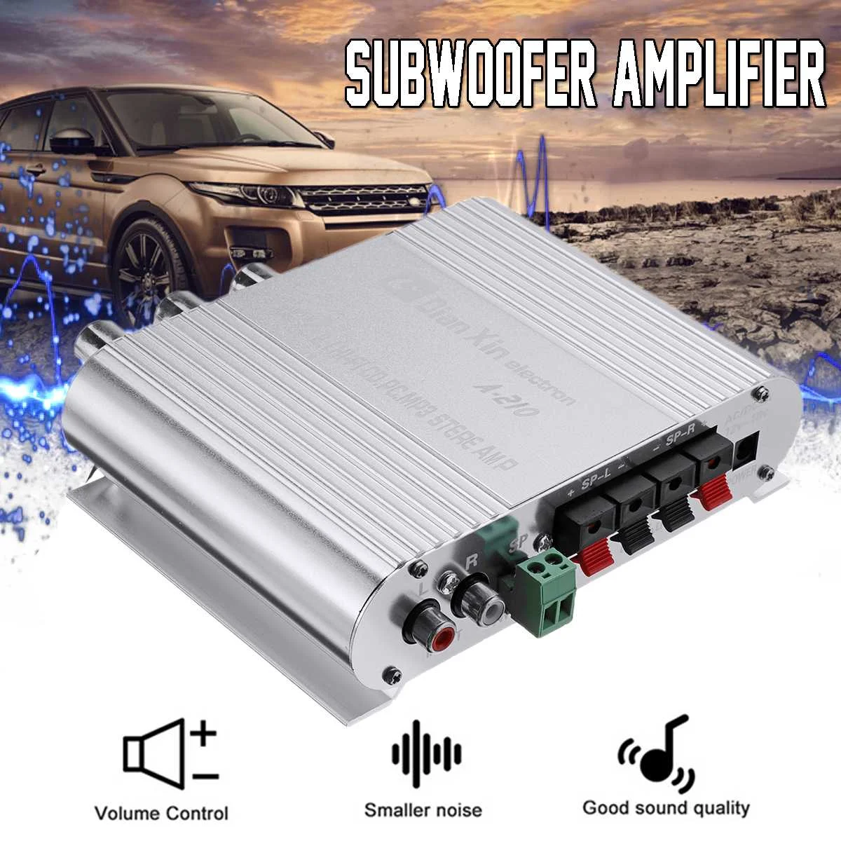 

Car Auto DX-210 2.1 Channel Bass Power Amplifier HiFi Audio Stereo Speaker Booster 12V Excellent Thermal Stability 14x10.5x4cm