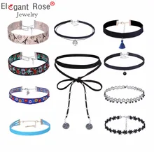 10 Pieces Choker Necklace Set Stretch Velvet Classic Fashion Bohemia Gothic Tattoo Lace Black Choker Necklaces for Women RBR106