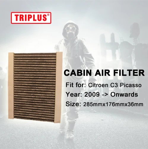 Активированный высокоуглеродистой пыльцы воздушные фильтры для автомобиля/воздушный фильтр для Citroen C3 Picasso(2009-далее) 1 шт