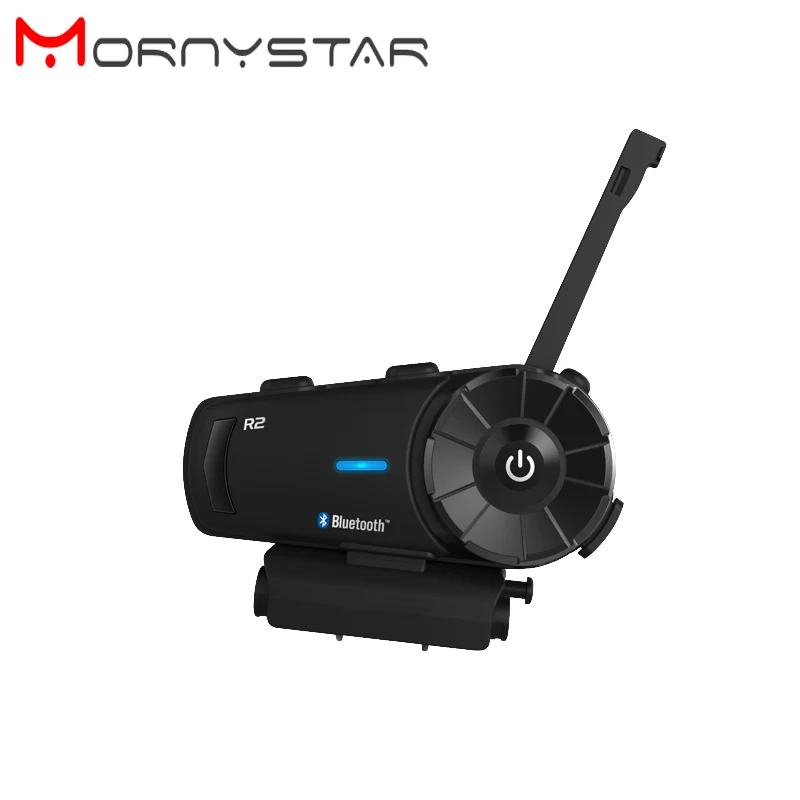 

MORNYSTAR R2 Motorcycle Helmet Headset 4Riders Group Talk 1200m Bluetooth Moto Intercom Voice Command FM Handsfree BT Interphone