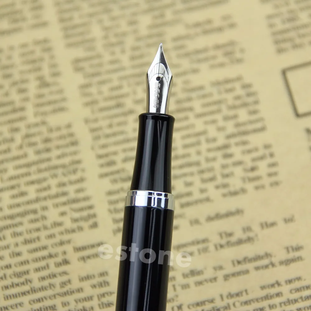 Новая Baoer 051 гладкая нержавеющая черная средняя перьевая ручка для учебы
