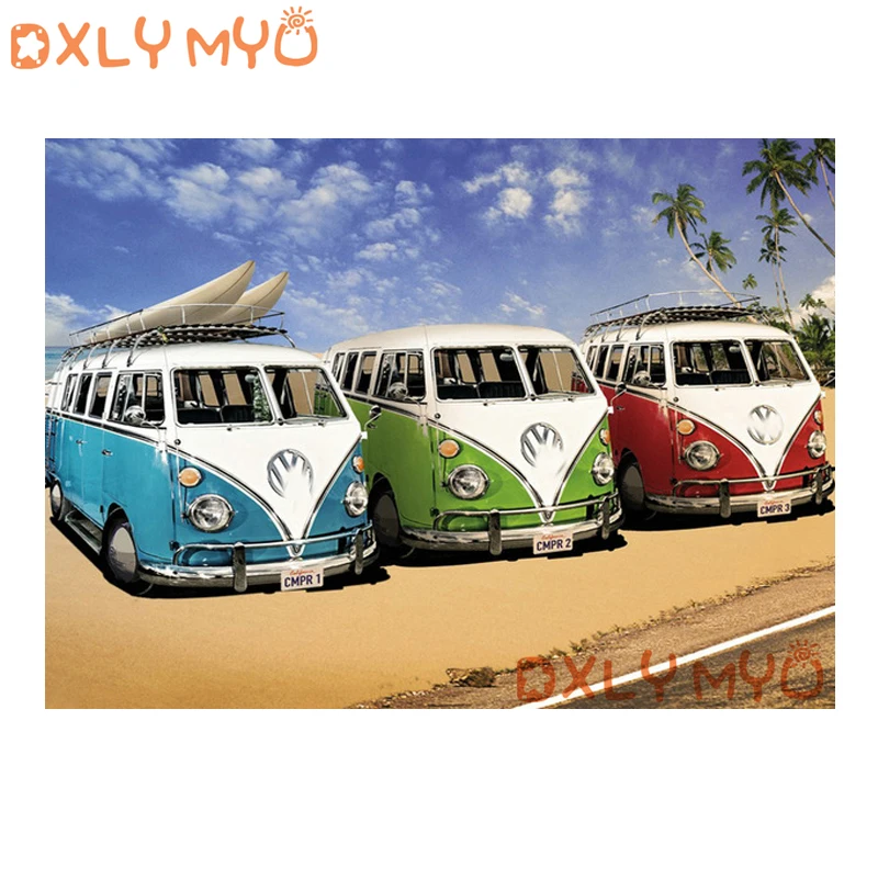 

5D DIY Diamond Painting Cross Stitch Bus Classic Car Art Full Square Diamond Embroidery Square Rhinestone Diamond Mosaic