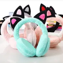 12 шт., новые модные однотонные женские наушники с милыми кошачьими ушками, высококачественные милые наушники для девочек, Зимние теплые наушники из искусственного меха