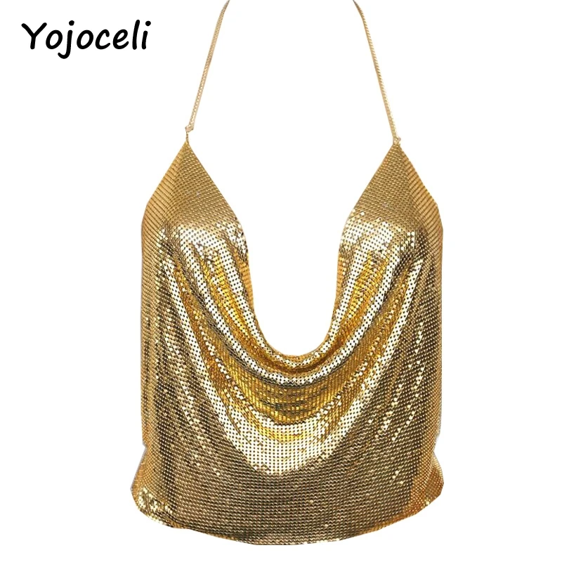 Yojoceli Bling Блестки Cami Top Для женщин Лето спинки укороченный Пляжный топ с глубоким v-образным вырезом на бретельках Топ