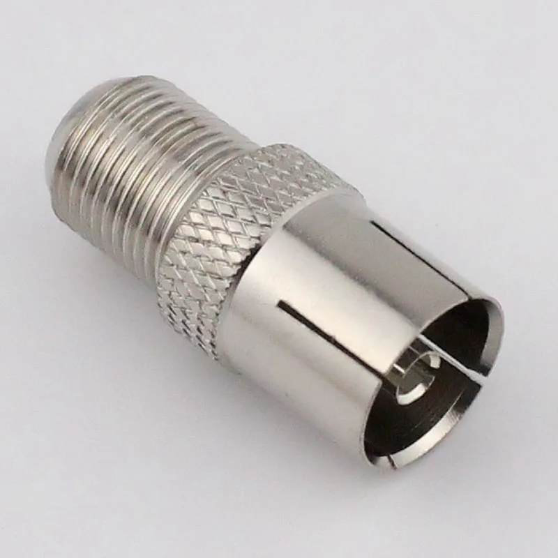 10pcs Inch TV Cable Adapter F Female Turn 9.5 Female Connector FK / RF Thread Head Copperin