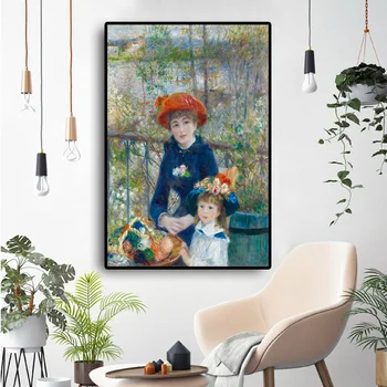 Two Sisters On the Terrace by Pierre-Auguste Renoir Printed on Canvas 3