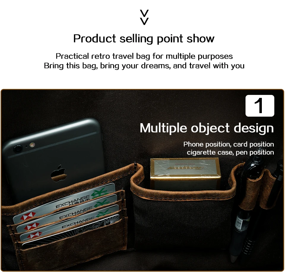 mobile phone pocket on a genuine leather briefcase