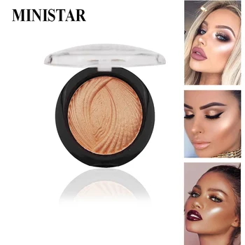 

Ministar face makeup baked highlighter powder waterproof 3D face shimmer highlighter palette face bronzer powder MT001
