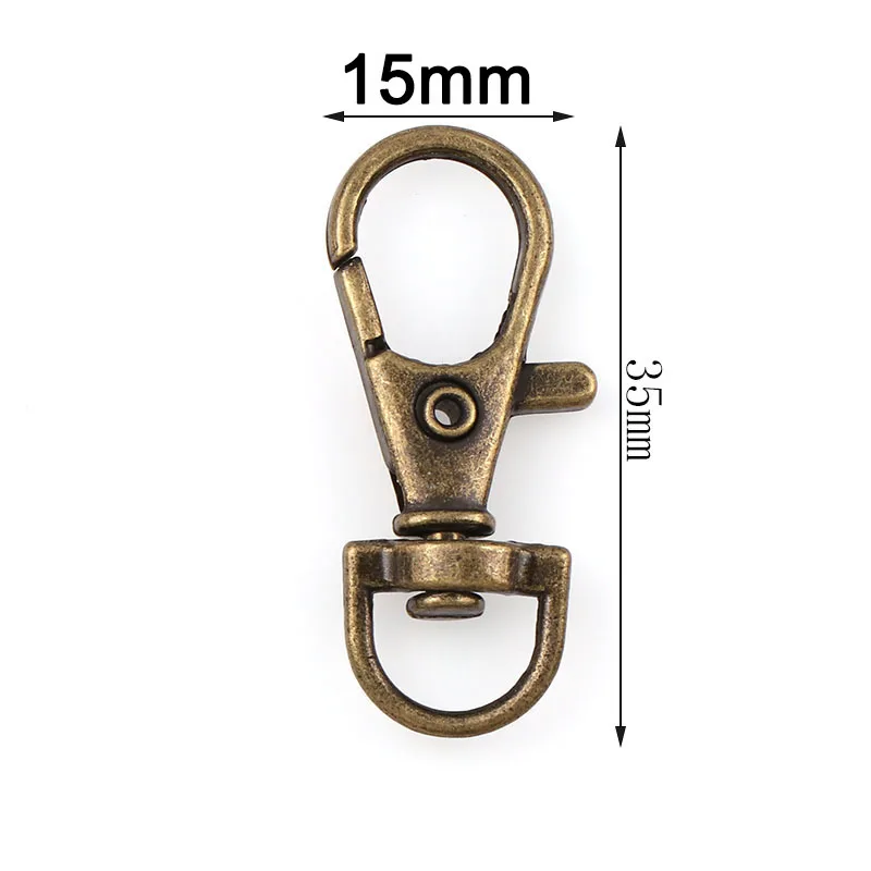 10 шт./лот 15x35 мм Классический брелок для ключей шарнирная застежка-Омар зажимы крюк Брелок Сплит брелок для сумки ремень цепи собаки