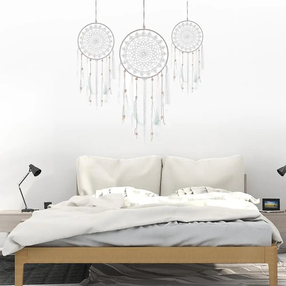 3 unids/set estilo étnico gran atrapasueños hecho a mano tejido pared decoración blanco atrapasueños boda fiesta Adorno