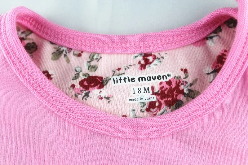 Little Maven/Новинка Летняя Брендовая детская милая розовая футболка с круглым