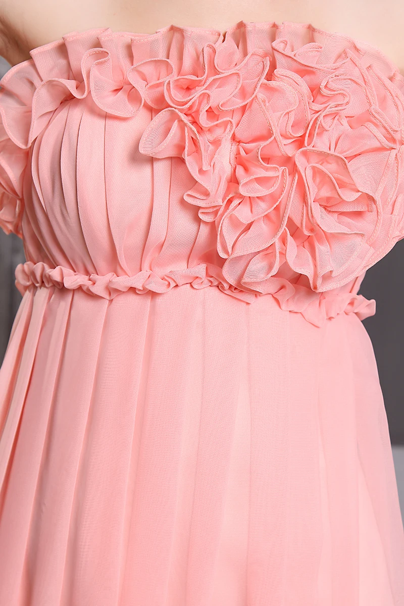 Abendkleider розовое длинное платье подружки невесты без бретелек женское гофрированное платье для свадебной вечеринки Vestido Formatura Festa