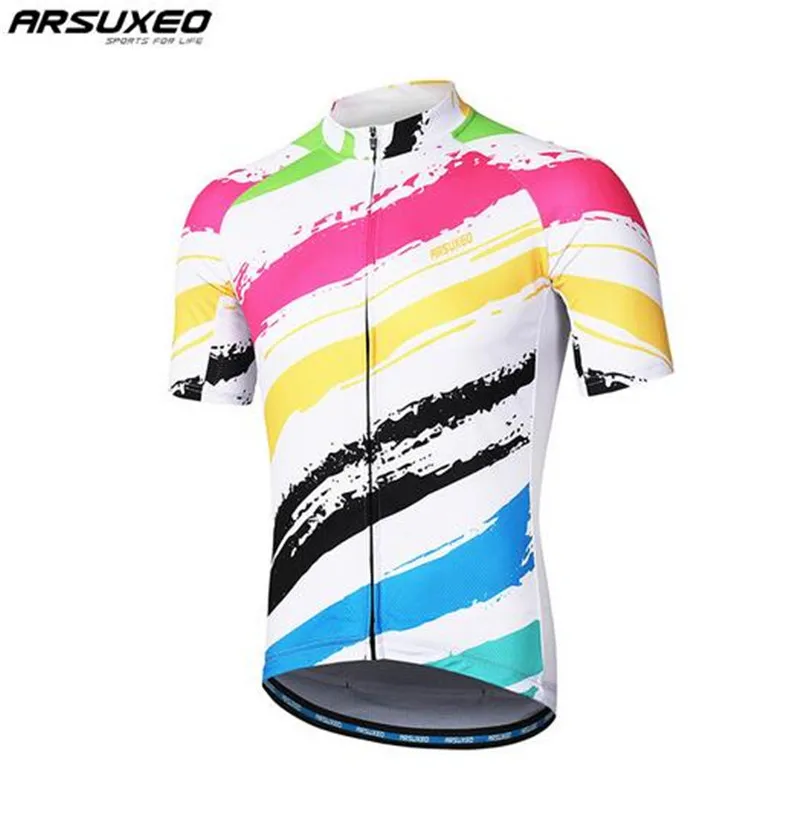 ARSUXEO Mens Cycling Jersey Short Sleeves Mountain Bike Bicycle Shirts