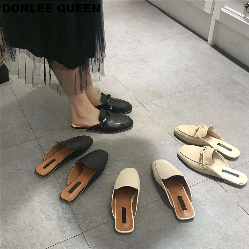 Женские Классические слиперы DONLEE на плоской подошве с бантом в британском стиле