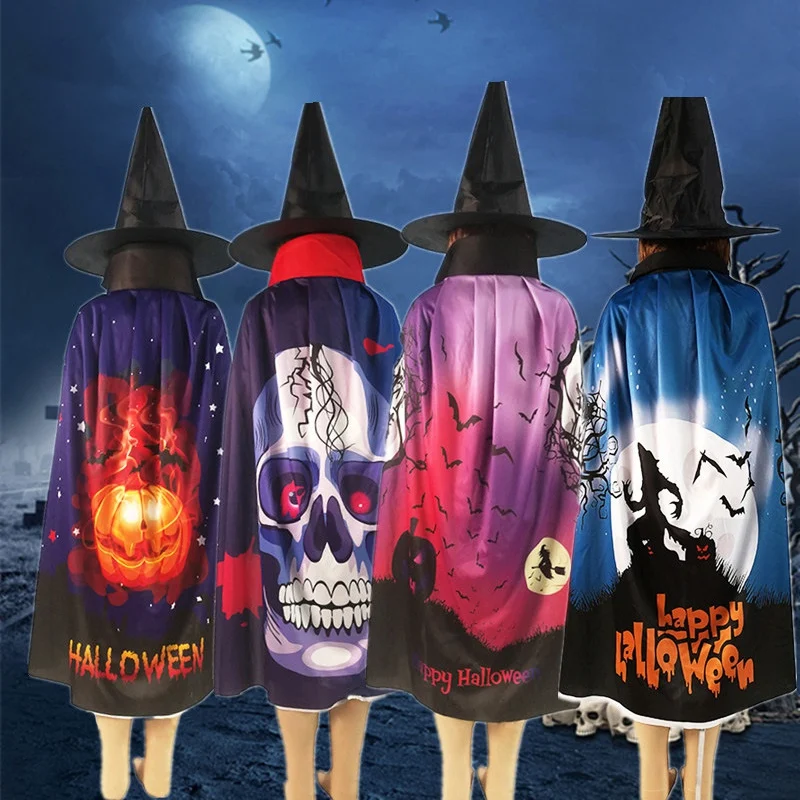 

Halloween Ghost Pattern Cape Cloak Child Masquerade Performance Cloak Child Costume Dress Up