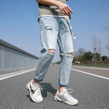 

Men's jeans 2019 men's jeans 2019 spring jeans large size tide brand hole pants trend male port wind casual men's clothing