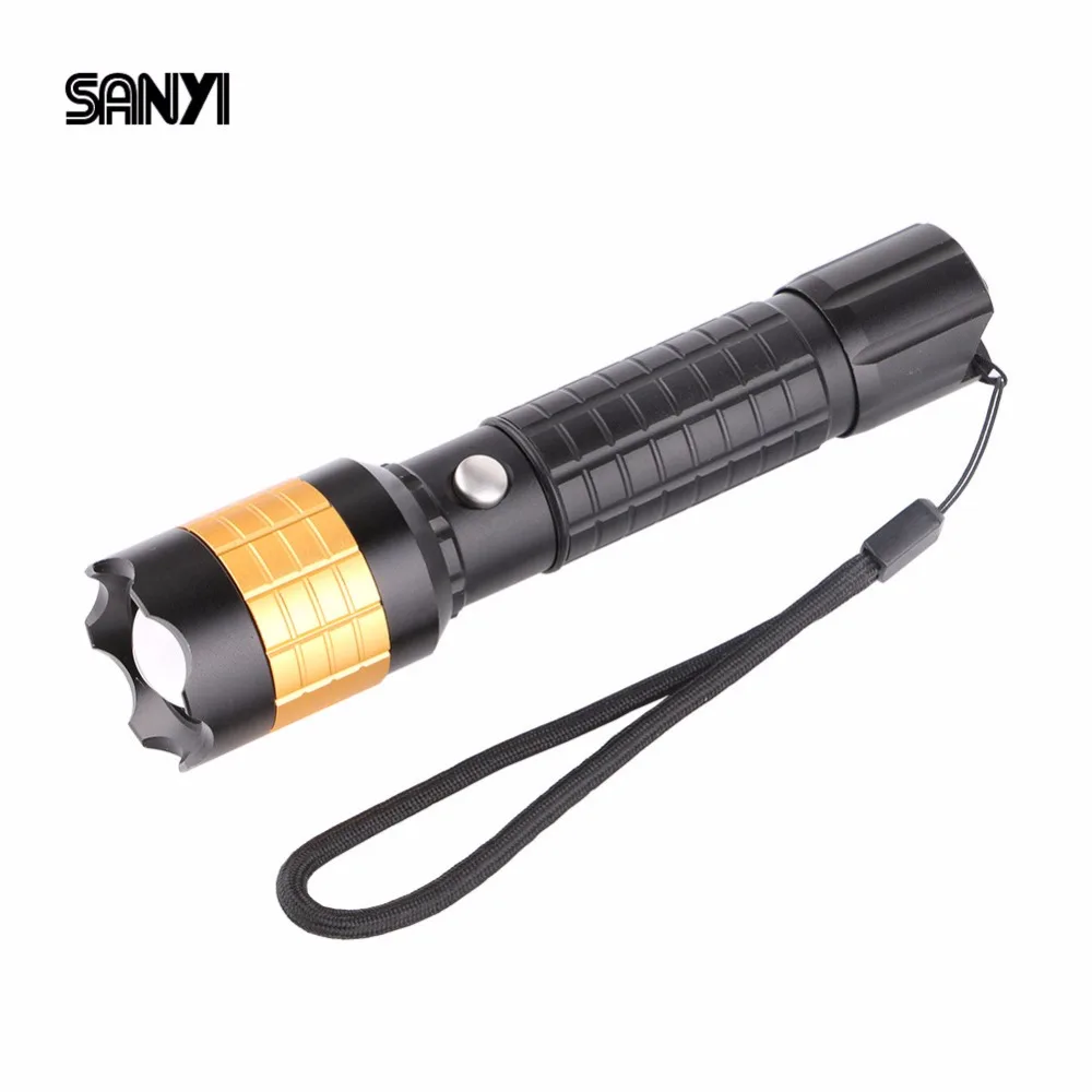 

SANYI XML-T6 3 Modes LED Flashlight 3800 Lumens Super Bright Torch Light Used 1*18650/3*AAA Battery Aluminum Alloy Flash Light