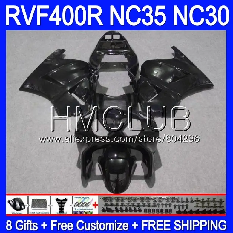 

RVF400R For HONDA VFR400 R NC30 V4 VFR400R 89 90 91 92 93 92HM.3 NC35 RVF VFR 400R 1989 1990 1991 1992 1993 Glossy black Fairing