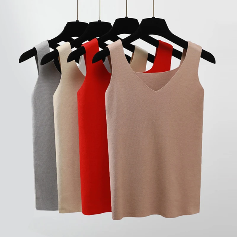 

V-neck Korean summer wild colorful striped knit tank top women sleeveless shirt sexy vest female summer camisole top Chic strap