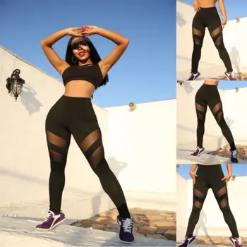 

Hirgin 2019 Women Sexy Sport Yogawear Gymwear Fitness Tights See-through Pants Trousers Wholesale