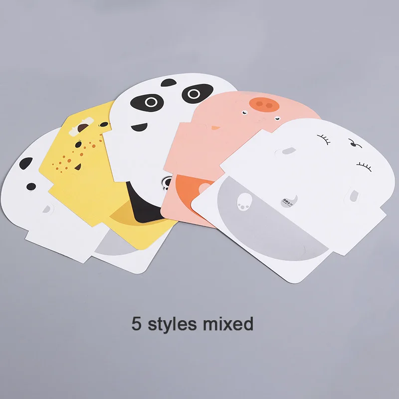 10 шт милые животные пустые карты пригласительные карты для детей день рождения сообщение бумага Панда Свинья медведь Детские принадлежности для душа - Цвет: 5styles mixed  x10pc