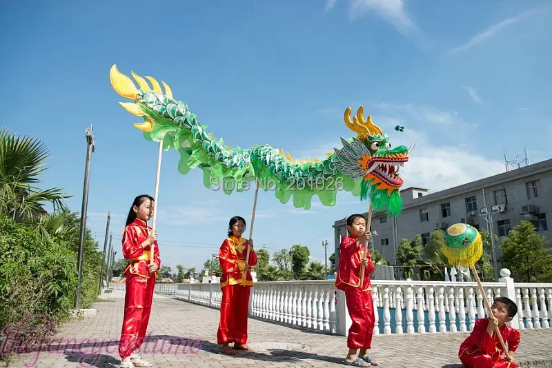 Детский размер, китайский танец дракона, 5,5 м, народный праздничный костюм, 6 детей для игры