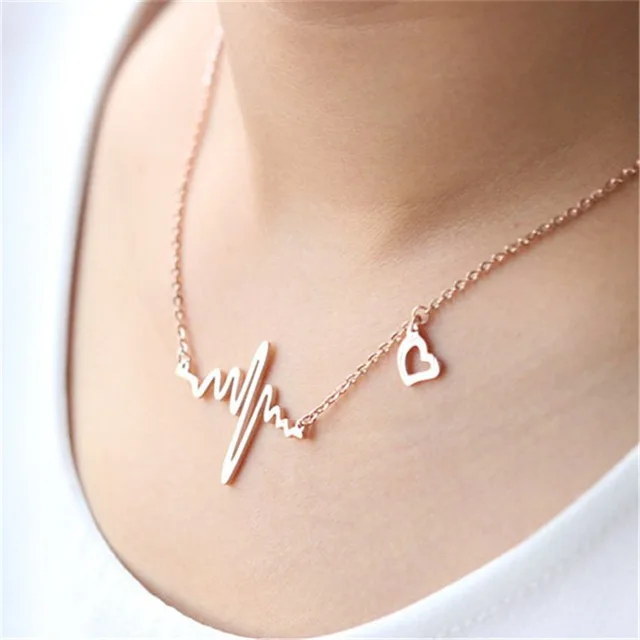 Charm Alloy Pulse Shaped Necklace