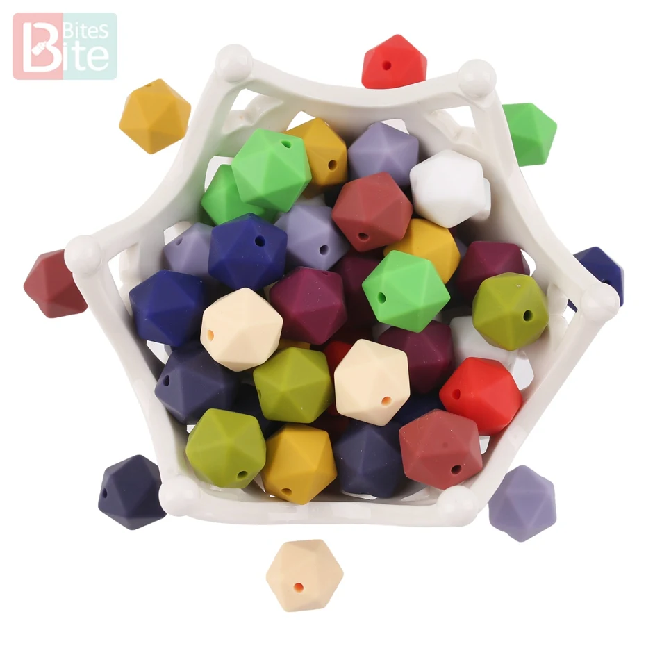 

Bite Bites 10pc 14mm Silicone Beads Multi-faceted DIY Baby Teething Pacifier Chain Nurse Gift BPA Free Beads Baby Teether New