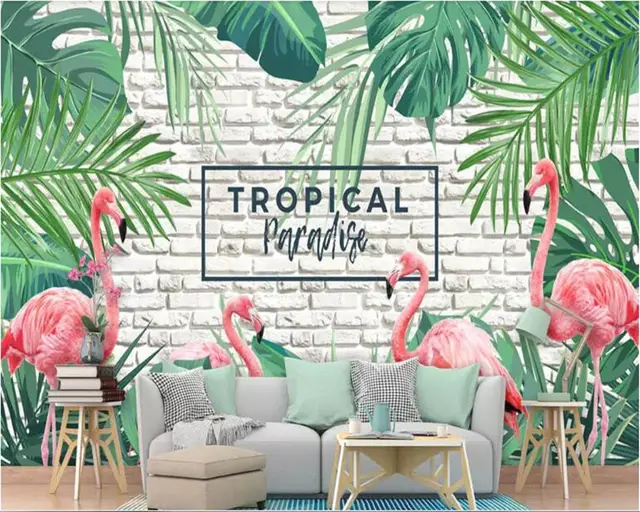 Téléchargement gratuit Images Beibehang Papier Peint Mural 3d Fresh Green Hand Painted Tropical actualisé salutations