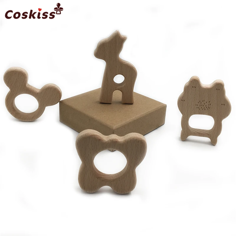 DIY Baby Teether Toys Organic Natural Beech Wooden Mickey ...