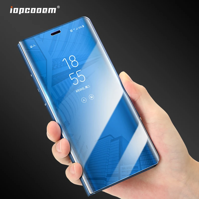 Умный зеркальный чехол для Huawei Nova 3E Роскошный кожаный флип-чехол с подставкой P20