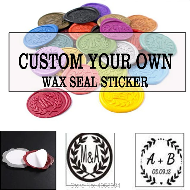 personalized self adhesive wax seal stickers with wreath two initial