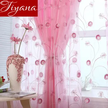 

Shining Curtains For Girls Room Embroidered Voile Curtains Window Living Room Tulle Curtains Sheer Fabrics Cortinas T&255 #30