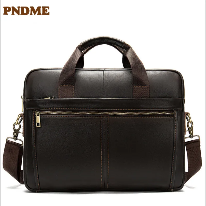 

Men's single-shoulder horizontal soft leather hand briefcase retro business documents leather briefcase