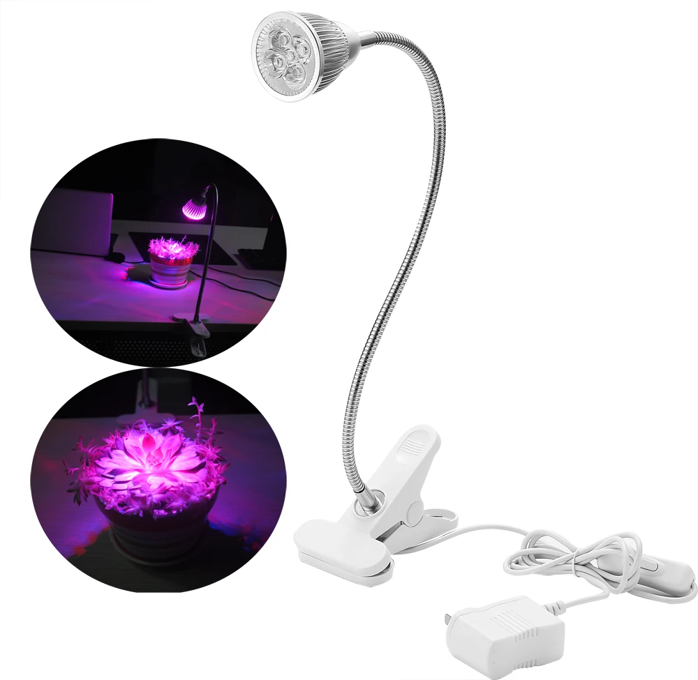 5W LED Grow Light With 360 Degrees Flexible Lamp Holder Clip LED Plant