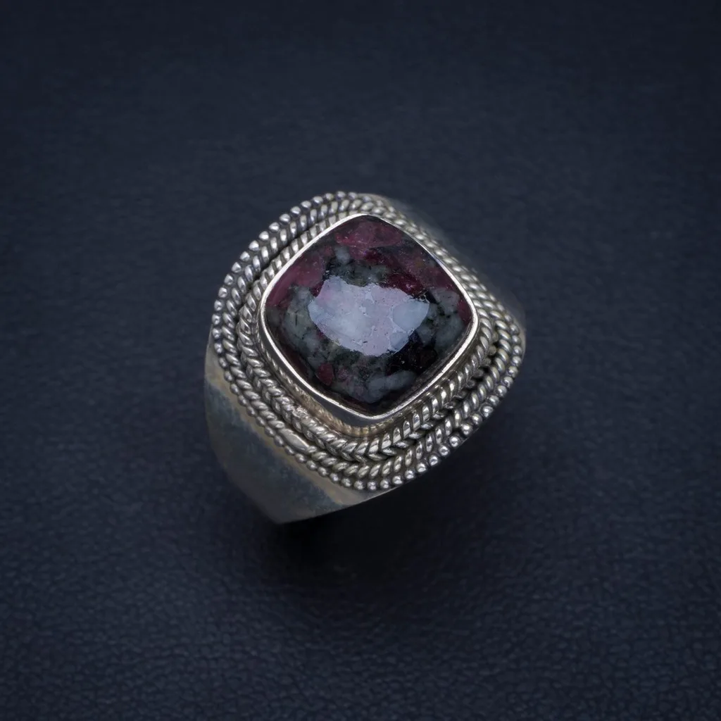

Natural Ruby Zoisite Handmade Unique 925 Sterling Silver Ring 8.75 AU0052