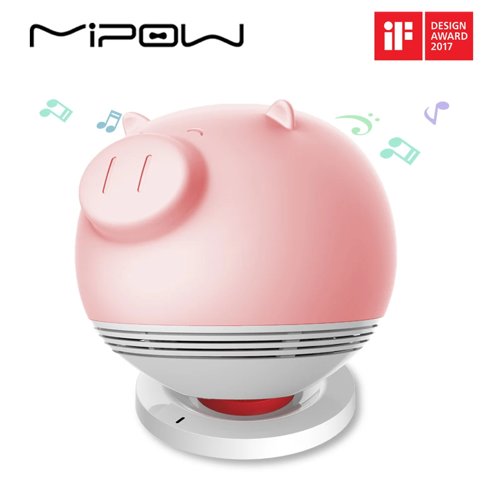 

MIPOW Piggy Smart Lights Speakers, PLAYBULB Zoocoro Light for Kids Wireless Charge Tap to Change Color Dimmable Floor Lamp Decor