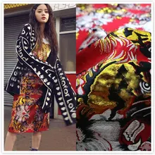 56*145 см американский стиль Тигр красный полиэстер парча жаккардовая ткань металлик Золотая нить для осень зима юбка Sewing-AF920