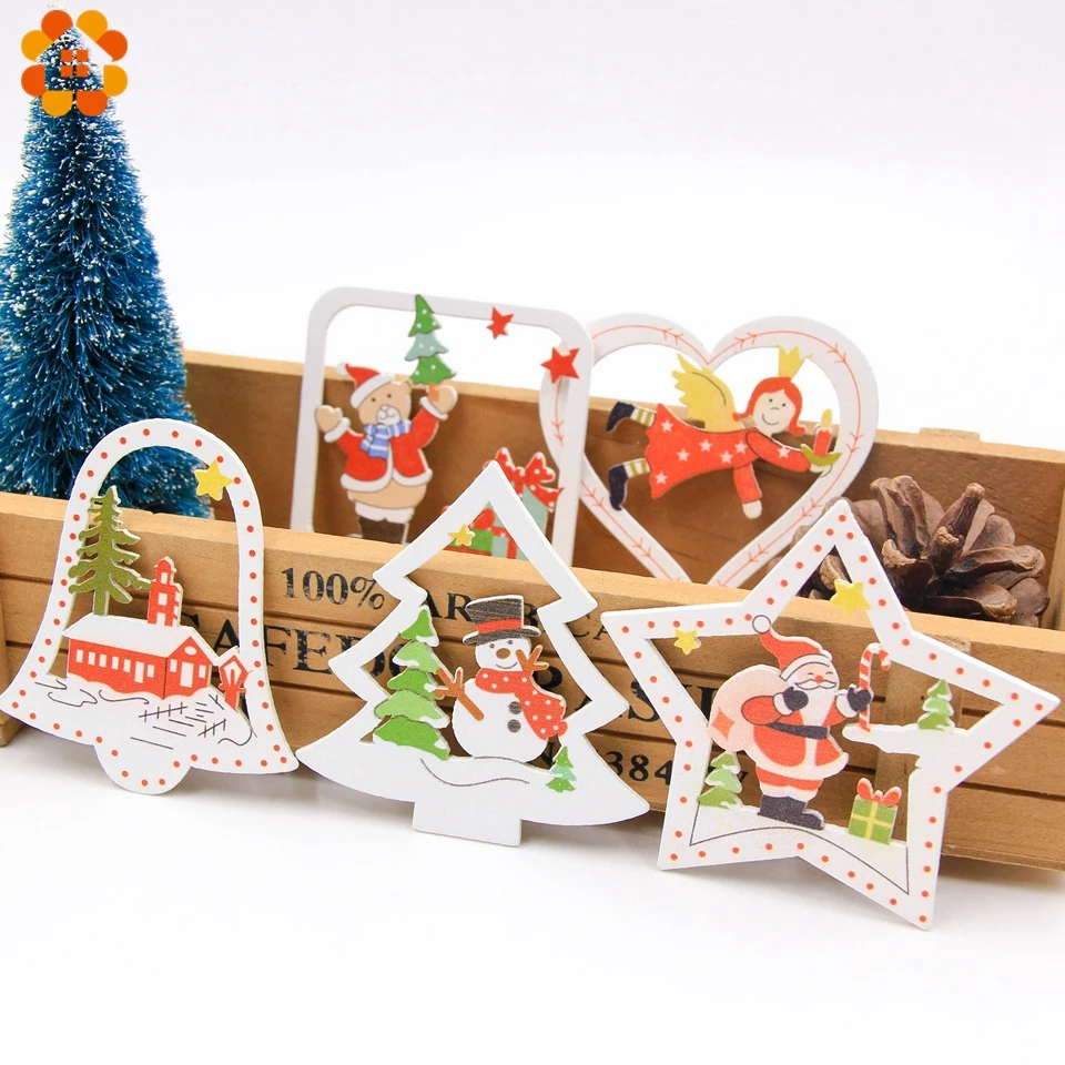 10pcs Diy Christmas Wooden Pendants Ornaments Colorful Multi Type Wood Crafts For Xmas Tree Christmas Party Hanging Decorations Pendant Drop Ornaments Aliexpress