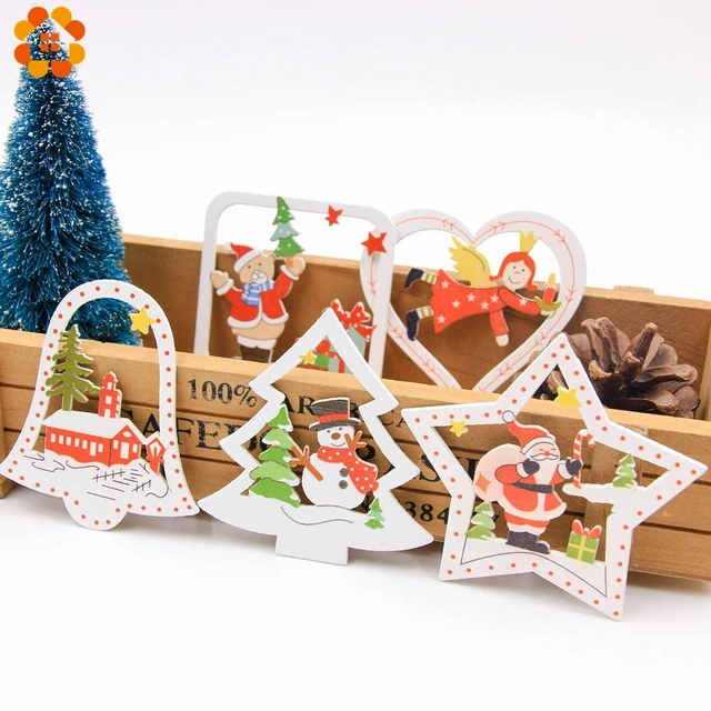 10pcs Diy Christmas Wooden Pendants Ornaments Colorful Multi Type 10pcs Diy Christmas Wooden Pendants Ornaments Colorful Multi Type Wood Crafts For Xmas Tree Party