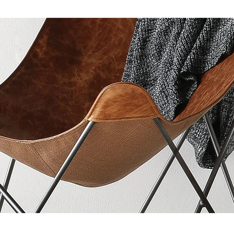 Модный шезлонг в скандинавском стиле, креативный домашний дизайнерский стул из воловьей кожи с одной бабочкой для отдыха